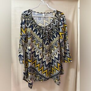 ⚫️ Jules & Leopold Chevron Ikat Print Tunic Top – XL
